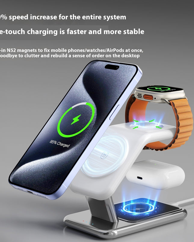 Magnetic Bracket Wireless Charger Three-in-one Earphone Watch Charger