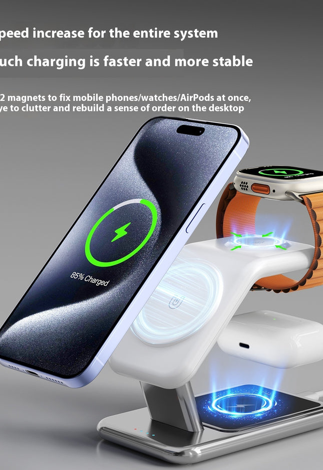 Magnetic Bracket Wireless Charger Three-in-one Earphone Watch Charger