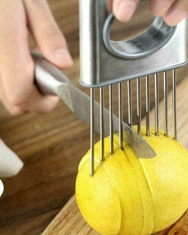 Onion Holder Slicer Vegetable tools Tomato Cutter Stainless Steel Kitchen Gadget