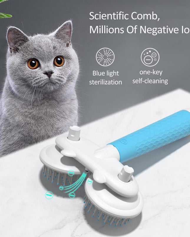 Pet Cat Brush Dog Slicker Brush Double-headed Negative Ion One-button Self Cleaning Dog Cat Hair Removal Pets Products