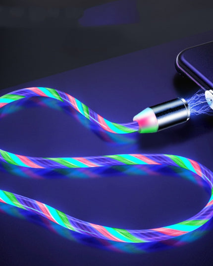 Flowing Ligh Magnetic Streamer Data Line Cable for iPhone Android Type