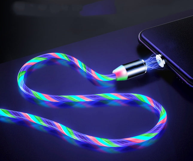 Flowing Ligh Magnetic Streamer Data Line Cable for iPhone Android Type