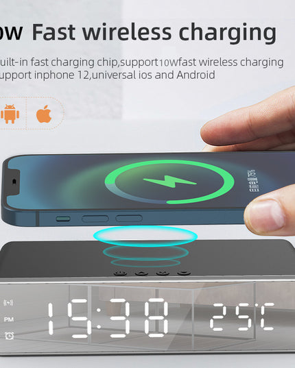 Electric Wireless Phone Charger, Clock, HD Thermometer, Mirror, Clock with Charger