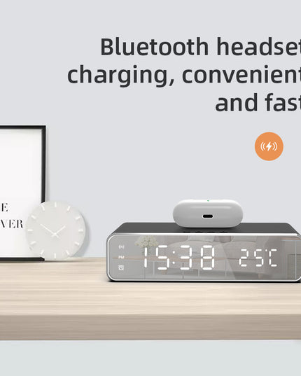 Electric Wireless Phone Charger, Clock, HD Thermometer, Mirror, Clock with Charger