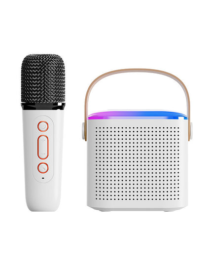 Microphone Karaoke Machine Bluetooth-compatible Speaker With 2 Wireless Mic RGB Light Home Family Singing Speaker