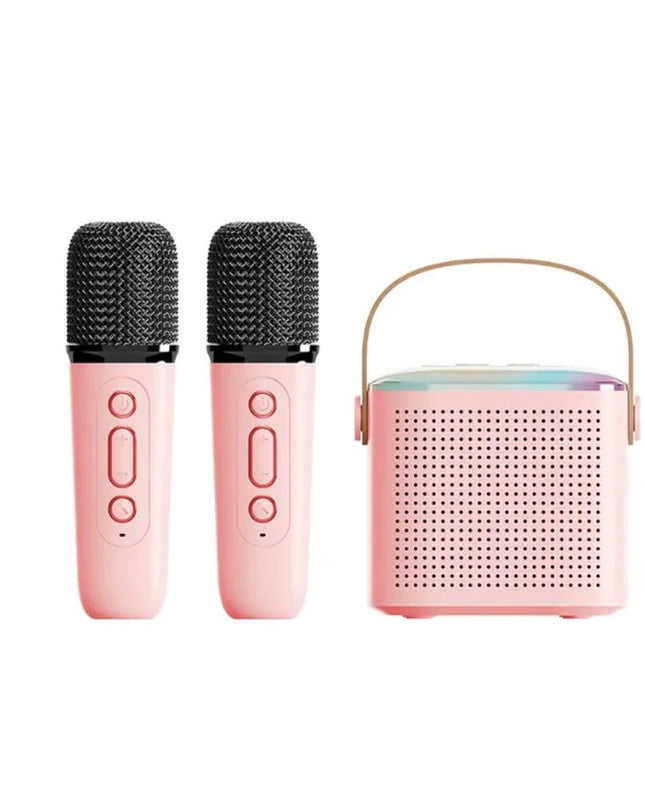 Microphone Karaoke Machine Bluetooth-compatible Speaker With 2 Wireless Mic RGB Light Home Family Singing Speaker