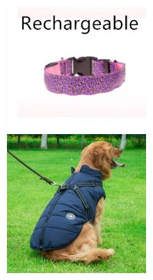 LED Dog Collar Safety Adjustable Nylon Leopard Pet Collar