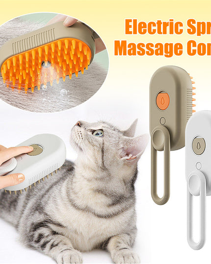 Cat Steam Brush Steamy Dog Brush 3 In 1 Electric Spray Cat Hair Brushes For Massage