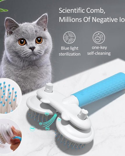 Pet Cat Brush Dog Slicker Brush Double-headed Negative Ion One-button Self Cleaning Dog Cat Hair Removal Pets Products