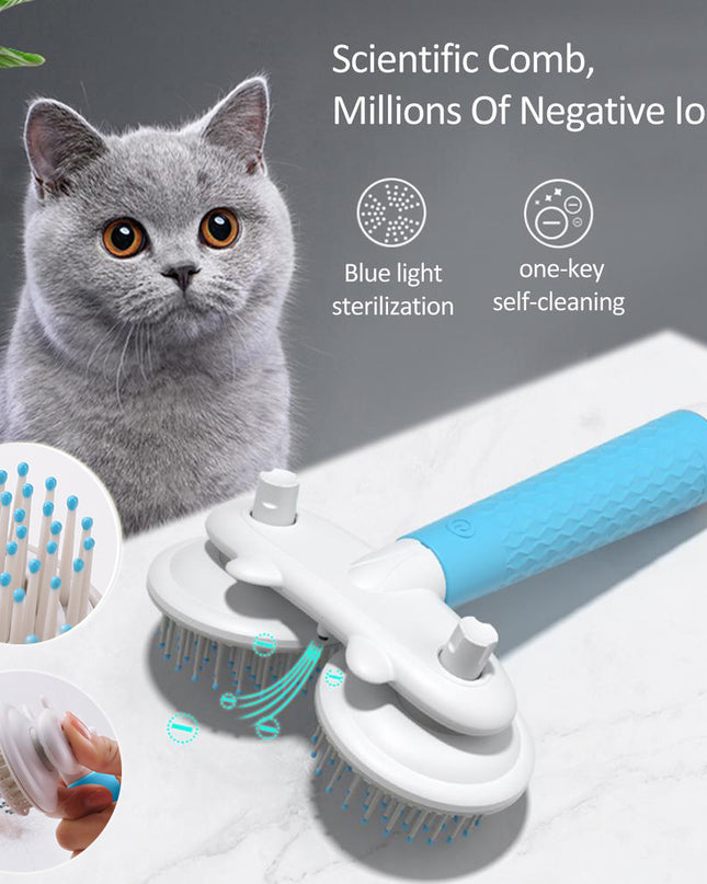 Pet Cat Brush Dog Slicker Brush Double-headed Negative Ion One-button Self Cleaning Dog Cat Hair Removal Pets Products