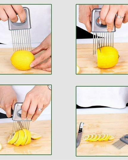 Onion Holder Slicer Vegetable tools Tomato Cutter Stainless Steel Kitchen Gadget