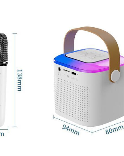 Microphone Karaoke Machine Bluetooth-compatible Speaker With 2 Wireless Mic RGB Light Home Family Singing Speaker