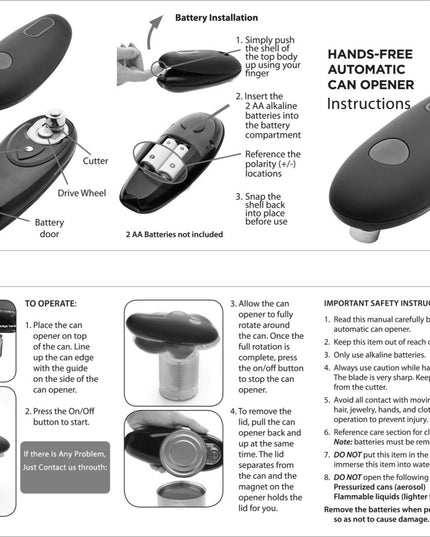 Electric Can Opener Automatic Jar Bottle Can