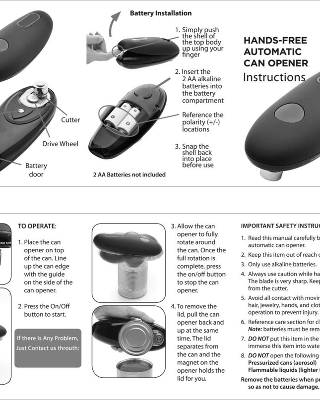 Electric Can Opener Automatic Jar Bottle Can